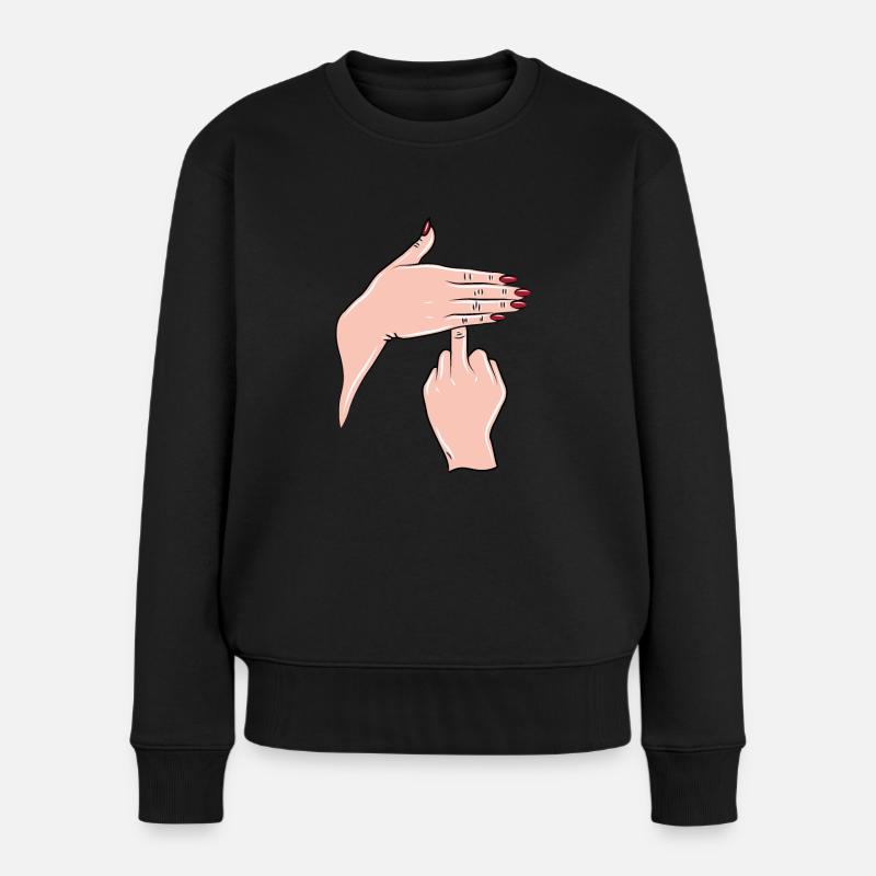 Sarkasmus Ironie freche Diva Zyniker Mittelfinger - Frauen Premium Bio Pullover - Schwarz