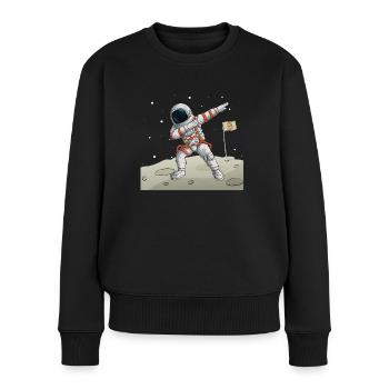 Bitcoin sur la lune Astronaute Bitcoin - Pull Premium bio Femme - noir - Devant - Julia (174cm)