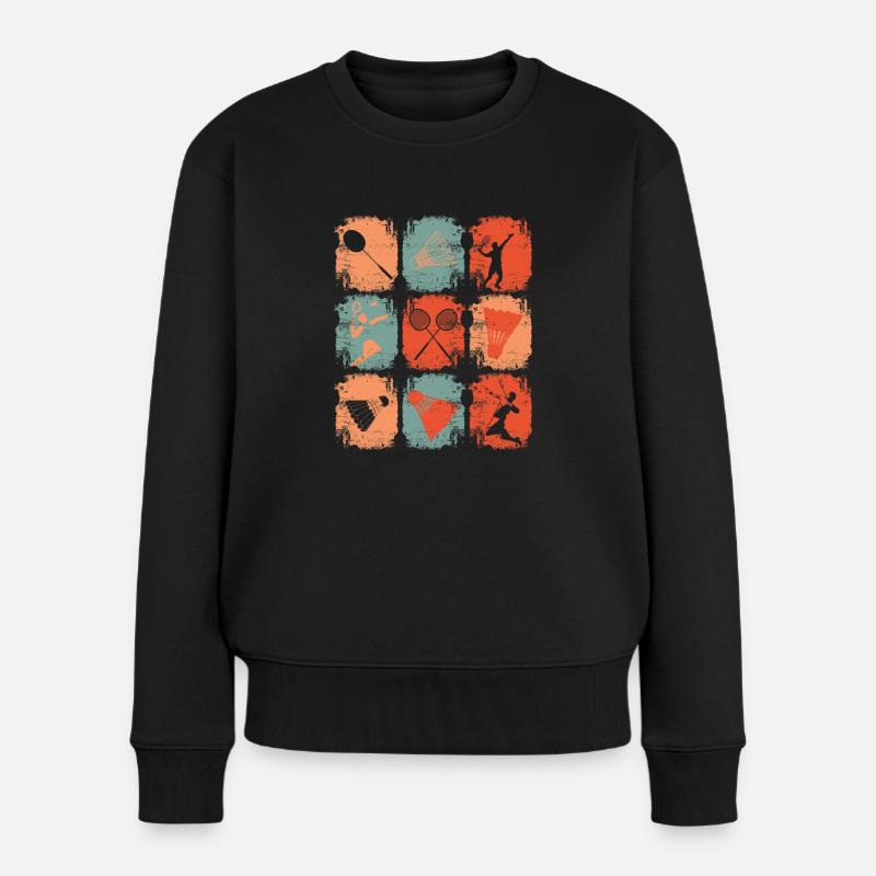 Badminton Rétro - Pull Premium bio Femme - noir
