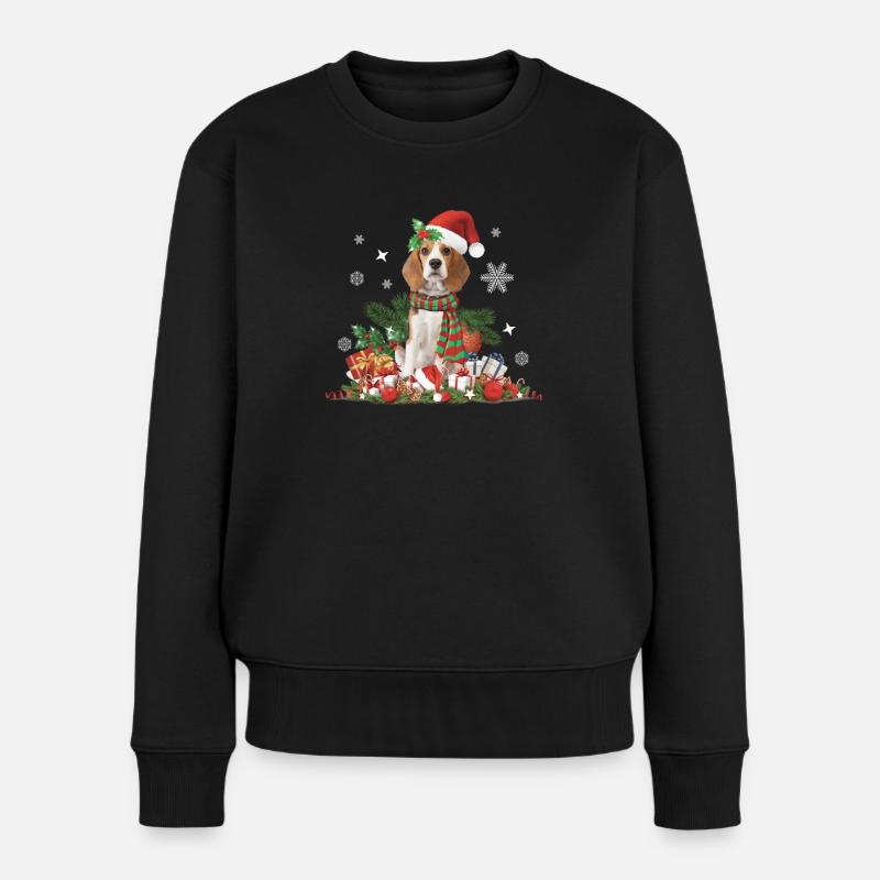 Weihnachts-Beagle-Hund - Frauen Premium Bio Pullover - Schwarz