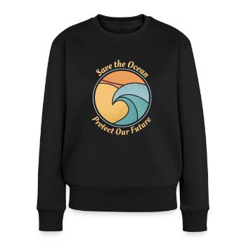 Save the Ocean - Frauen Premium Bio Pullover - Schwarz - Vorne - Julia (174cm)