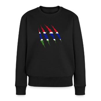 Gambia - Frauen Premium Bio Pullover - Schwarz - Vorne - Julia (174cm)