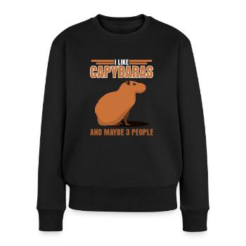 Capybara Wasserschwein Capybaras - Frauen Premium Bio Pullover - Schwarz - Vorne - Julia (174cm)
