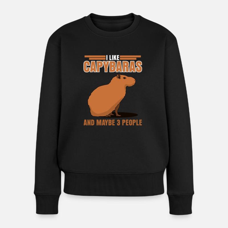 Capybara Wasserschwein Capybaras - Frauen Premium Bio Pullover - Schwarz