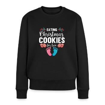 Drôle de manger des biscuits de Noël pour deux femmes enceintes - Pull Premium bio Femme - noir - Devant - Julia (174cm)