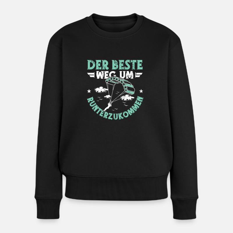 Skydive Tandemsprung Gutschein Fallschirmspringen - Frauen Premium Bio Pullover - Schwarz