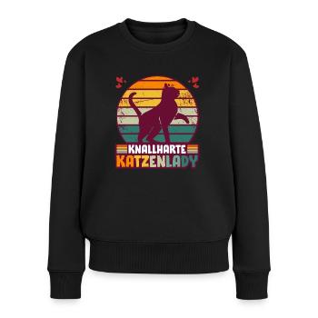 Katzenmama Katze Katzenliebhaber Knallharte Katzen - Frauen Premium Bio Pullover - Schwarz - Vorne - Julia (174cm)