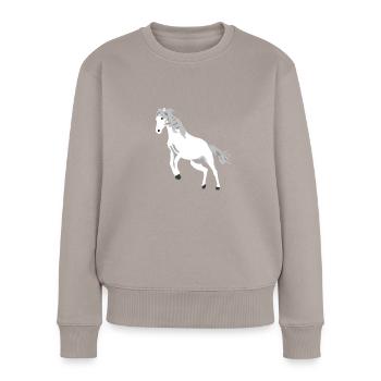 Illustration équestre Équitation Sports équestres - Pull Premium bio Femme - taupe - Devant - Julia (174cm)