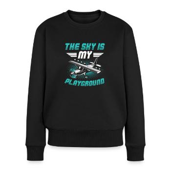 Le ciel est mon terrain de jeu Pilote d’avion miniature - Pull Premium bio Femme - noir - Devant - Julia (174cm)