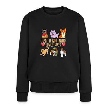 Funny Just A Girl Who Loves Dogs Dog Lover Trainer - Frauen Premium Bio Pullover - Schwarz - Vorne - Julia (174cm)