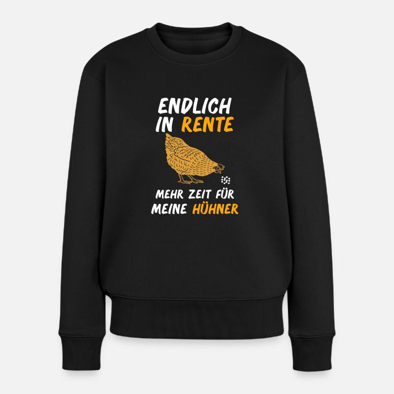 Rentner Hühner Ruhestand Huhn Rente - Frauen Premium Bio Pullover - Schwarz