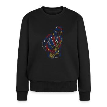 Saxophon Jazz - Frauen Premium Bio Pullover - Schwarz - Vorne - Julia (174cm)