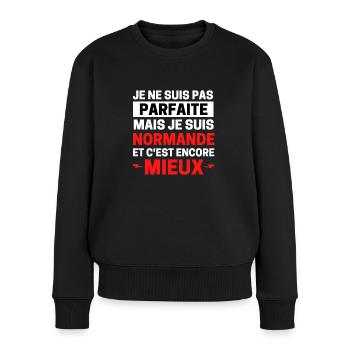 Je ne suis pas parfaite mais je suis Normande - Pull Premium bio Femme - noir - Devant - Julia (174cm)
