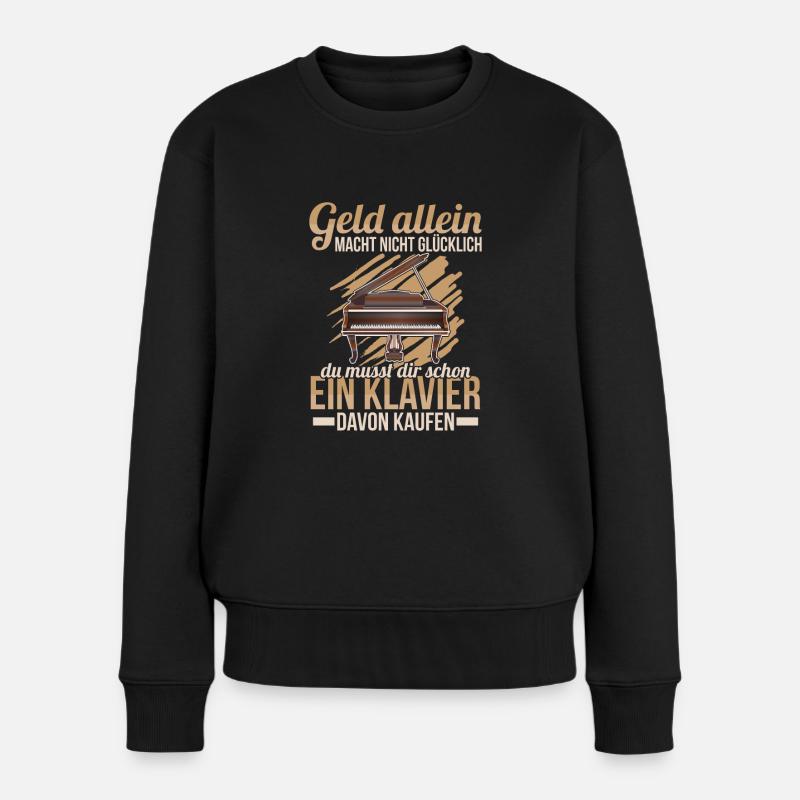 Klavier Spruch Piano Pianist - Frauen Premium Bio Pullover - Schwarz