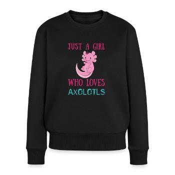 Fille aime Axolotls Poisson mignon Kawaii Axolotl - Pull Premium bio Femme - noir - Devant - Julia (174cm)