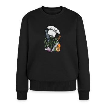 Koch I Gewürze Küche Kochmütze Köchin Motiv für - Frauen Premium Bio Pullover - Schwarz - Vorne - Julia (174cm)