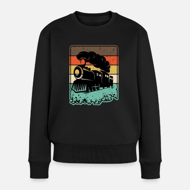 Retro-Zug - Frauen Premium Bio Pullover - Schwarz
