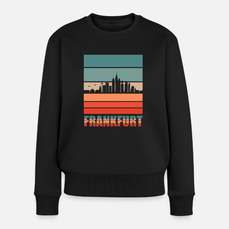 Frankfurt | Frankfurt Skyline - Frauen Premium Bio Pullover - Schwarz