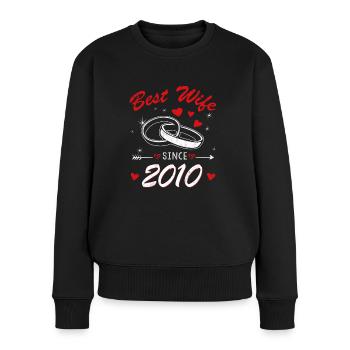 Best Wife 2010 Hearts Day Valentines Day - Frauen Premium Bio Pullover - Schwarz - Vorne - Julia (174cm)