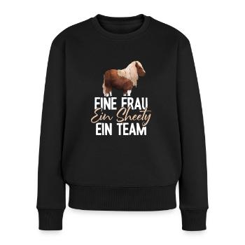 Shetty und Frau ein Team Shetland Pony reiten - Frauen Premium Bio Pullover - Schwarz - Vorne - Julia (174cm)