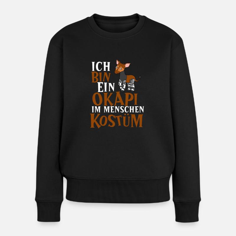 Okapi im Menschen Kostüm - Frauen Premium Bio Pullover - Schwarz