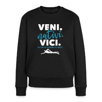 Schwimmer lustiger Spruch Schwimmen Sportler - Frauen Premium Bio Pullover - Schwarz - Vorne - Julia (174cm)