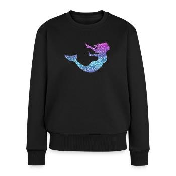 Sirène Femmes Fille Cadeau Sirène Paillettes - Pull Premium bio Femme - noir - Devant - Julia (174cm)