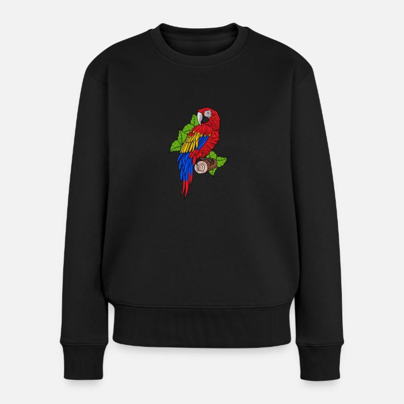 Papagei - Frauen Premium Bio Pullover - Schwarz