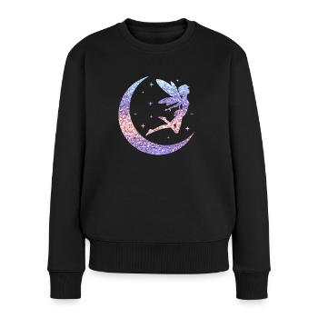 Glitzer Fee Elfe Märchen Damen Mädchen Geschenk - Frauen Premium Bio Pullover - Schwarz - Vorne - Julia (174cm)