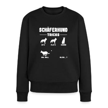 Witziges Deutscher Schäferhund Hunde Tricks - Frauen Premium Bio Pullover - Schwarz - Vorne - Julia (174cm)