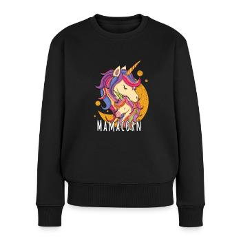 Rainbow Unicorn Mom Mama Mother's Day - Frauen Premium Bio Pullover - Schwarz - Vorne - Julia (174cm)