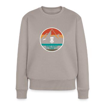 Vintage Retro Disc Golf Time Geschenk - Frauen Premium Bio Pullover - Taupe - Vorne - Julia (174cm)