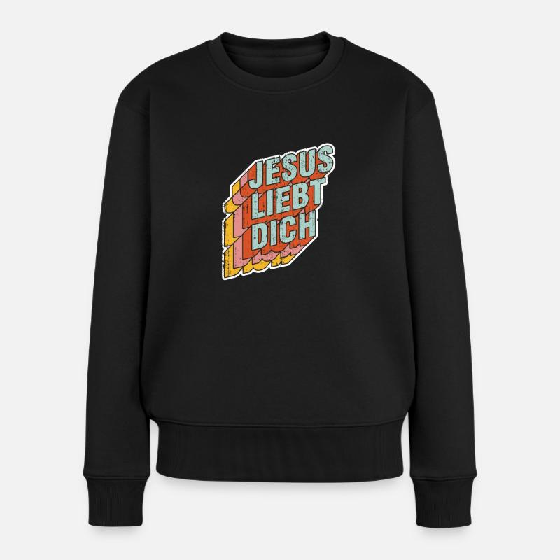 Jesus Liebt Dich Kirche und Glaube Christen shirt - Frauen Premium Bio Pullover - Schwarz