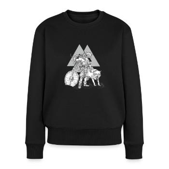 Wikinger Odins Wölfe Wikinger Motiv Sport - Frauen Premium Bio Pullover - Schwarz - Vorne - Julia (174cm)