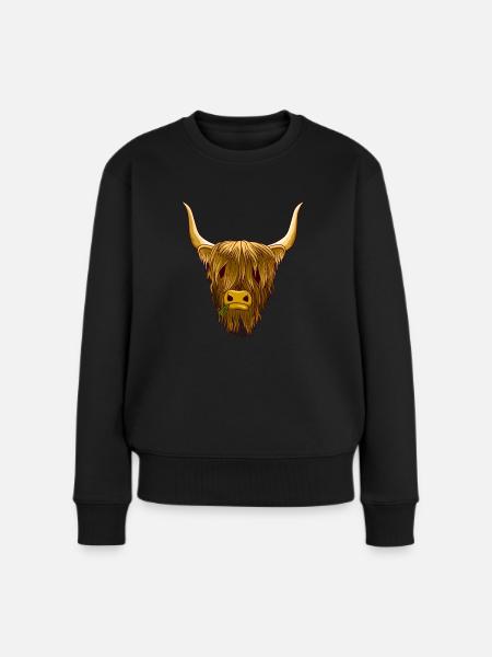 Schottisches Hochlandrind - Frauen Premium Bio Pullover - Schwarz
