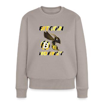 Bitcoin Hornet Hornisse Crypto schwarz gelb - Frauen Premium Bio Pullover - Taupe - Vorne - Julia (174cm)