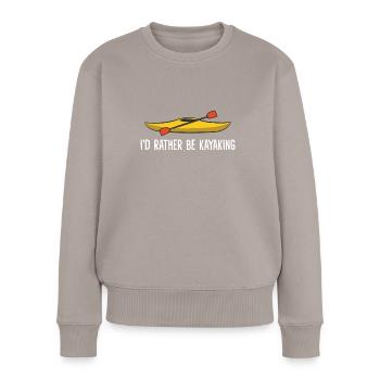 Kayak Je préfère faire du kayak - Pull Premium bio Femme - taupe - Devant - Julia (174cm)