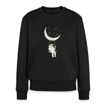 Weltraum - Frauen Premium Bio Pullover - Schwarz - Vorne - Julia (174cm)