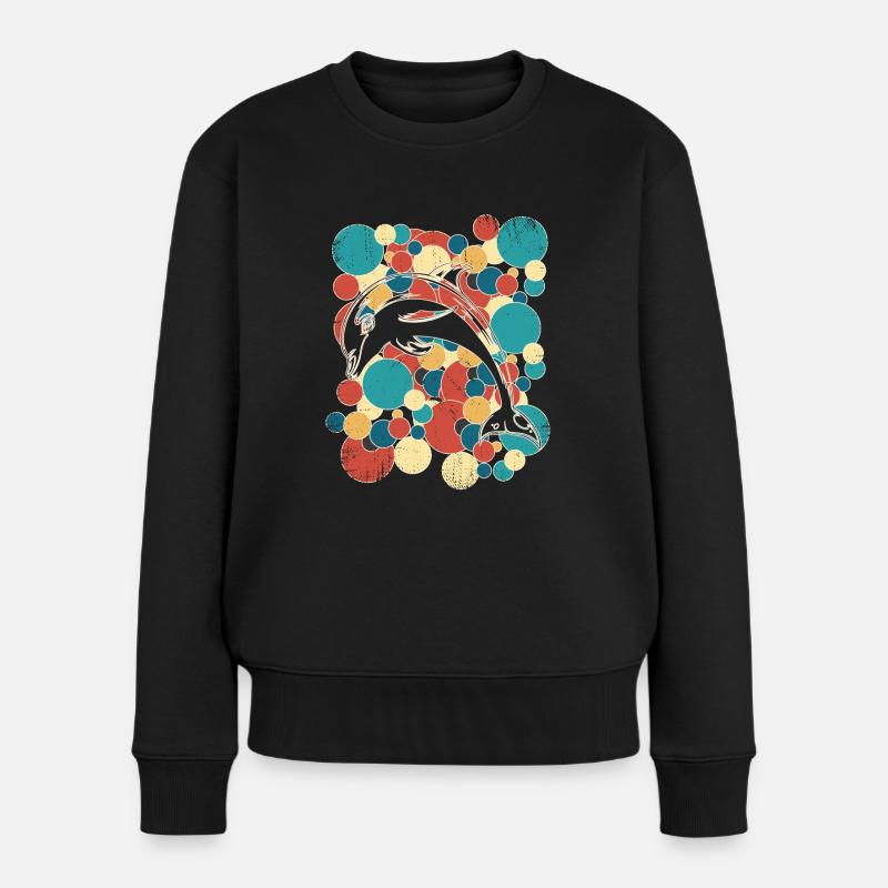 Delfin Delfine Meeressäuger - Frauen Premium Bio Pullover - Schwarz