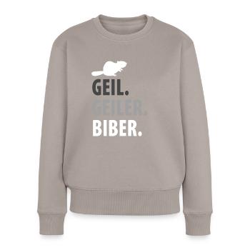 Biber - Frauen Premium Bio Pullover - Taupe - Vorne - Julia (174cm)