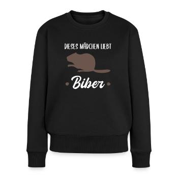 Biber Waldtiere Tierliebhaber Mädchen Geschenk - Frauen Premium Bio Pullover - Schwarz - Vorne - Julia (174cm)