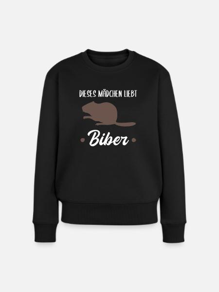 Biber Waldtiere Tierliebhaber Mädchen Geschenk - Frauen Premium Bio Pullover - Schwarz