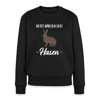 Hase Waldtiere Tierliebhaber Mädchen Geschenk - Frauen Premium Bio Pullover - Schwarz - Vorne - Julia (174cm)