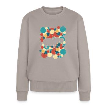 Nilpferd Flußpferd - Frauen Premium Bio Pullover - Taupe - Vorne - Julia (174cm)