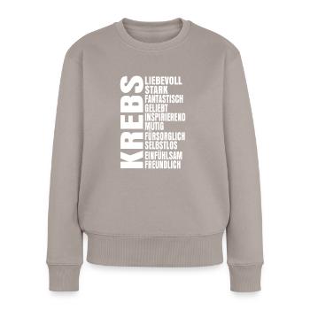 Sternzeichen Krebs - Frauen Premium Bio Pullover - Taupe - Vorne - Julia (174cm)