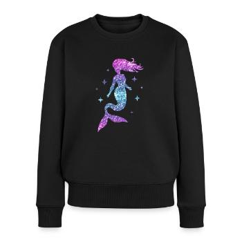Sirène Femmes Fille Cadeau Sirène Paillettes - Pull Premium bio Femme - noir - Devant - Julia (174cm)