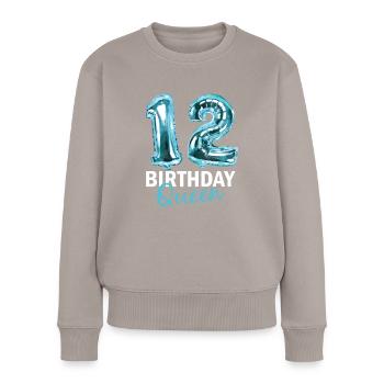 12 Jahre Geburtstag Geschenk Mädchen Ballons Print - Frauen Premium Bio Pullover - Taupe - Vorne - Julia (174cm)