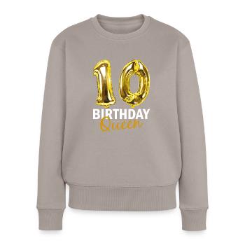 10 Jahre Geburtstag Geschenk Mädchen Ballons Print - Frauen Premium Bio Pullover - Taupe - Vorne - Julia (174cm)