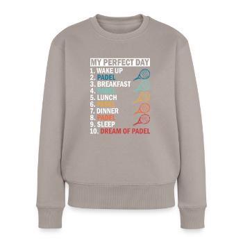 Lustiger PadelSchläger Tennis Padel Witz Kleidung - Frauen Premium Bio Pullover - Taupe - Vorne - Julia (174cm)