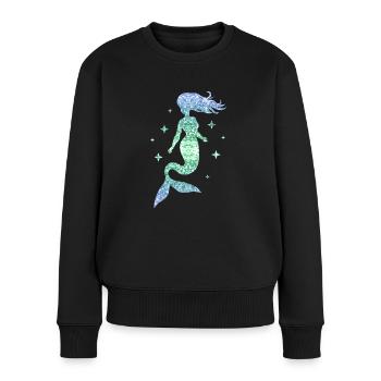 Sirène Femmes Fille Cadeau Sirène Paillettes - Pull Premium bio Femme - noir - Devant - Julia (174cm)